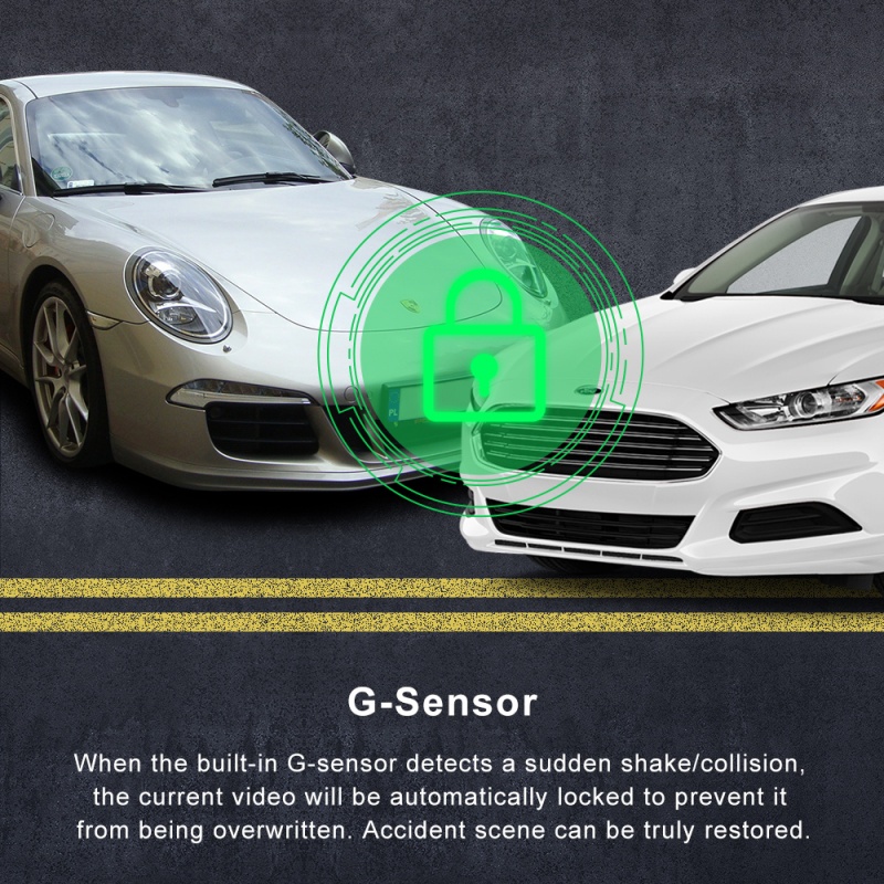 Dash Cam Mobil 3 Inch IPS Screen 1440P Dual Lens Front Inside Rear Rearview 24-hour Parking Monitoring Loop Recording