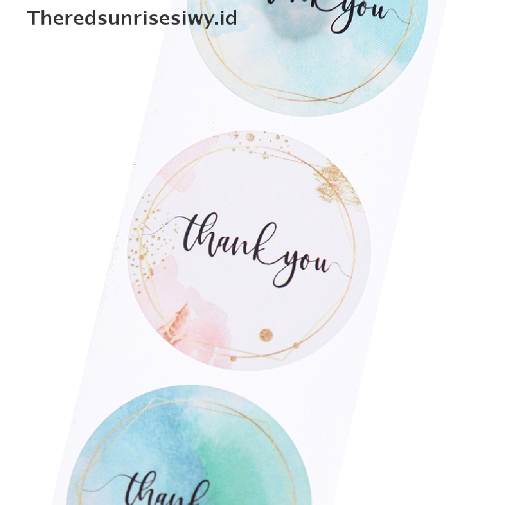 # Kado Mom &amp; PAPA DIY # 500pcs Stiker Thank You Warna Floral Label Segel Perekat Stiker Bisnis~