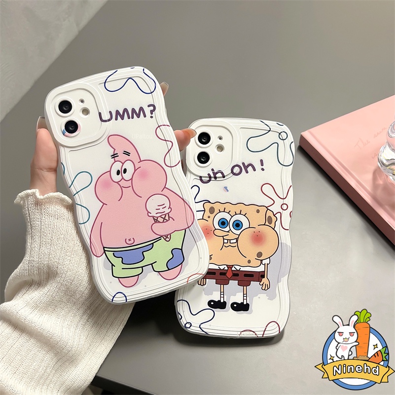 Casing Kompatibel Untuk iPhone14 13 12 11 Pro Max X Xr Xs Max8 7 6 6s Plus SE 2020 Pasangan Lucu Patrick Star Perlindungan Lensa Anti Gores Bening Lembut Silikon Shockproof Phone Case