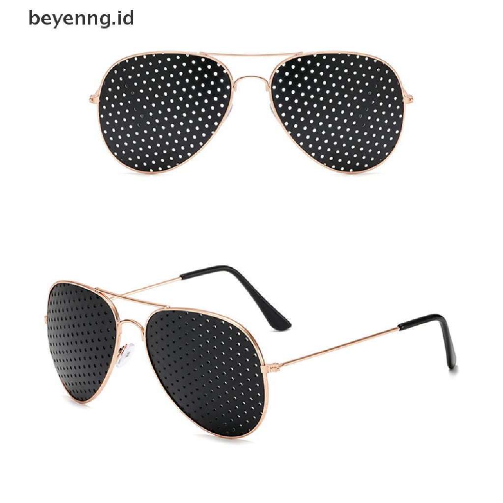 Beyen Retro Pinhole Sunglasses Lubang Kecil Kacamata Pembenah Penglihatan Kacamata Unisex ID