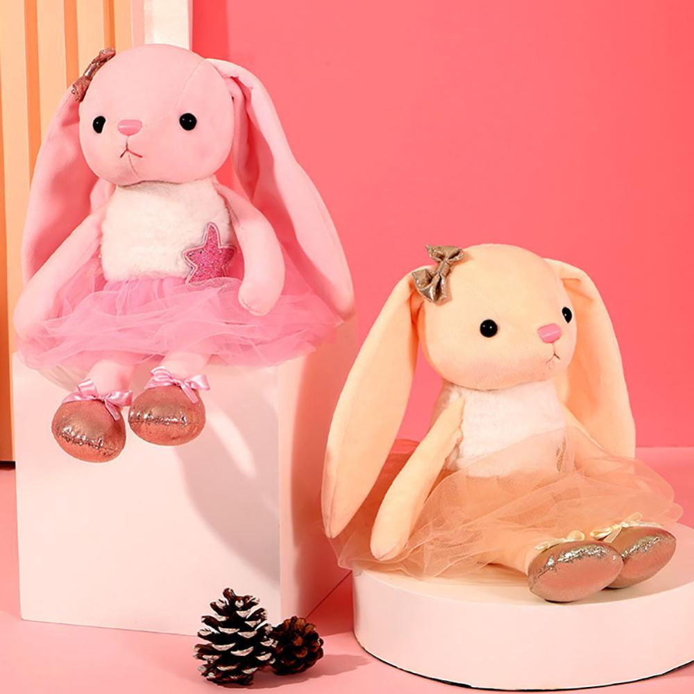 Timekey 39 cm Lucu Balet Kelinci Mainan Mewah Telinga Panjang Boneka Lembut Bunny Doll Mainan Tidur Anak Perempuan Anak Bayi Plush Animal Mainan Ulang Tahun I4R3