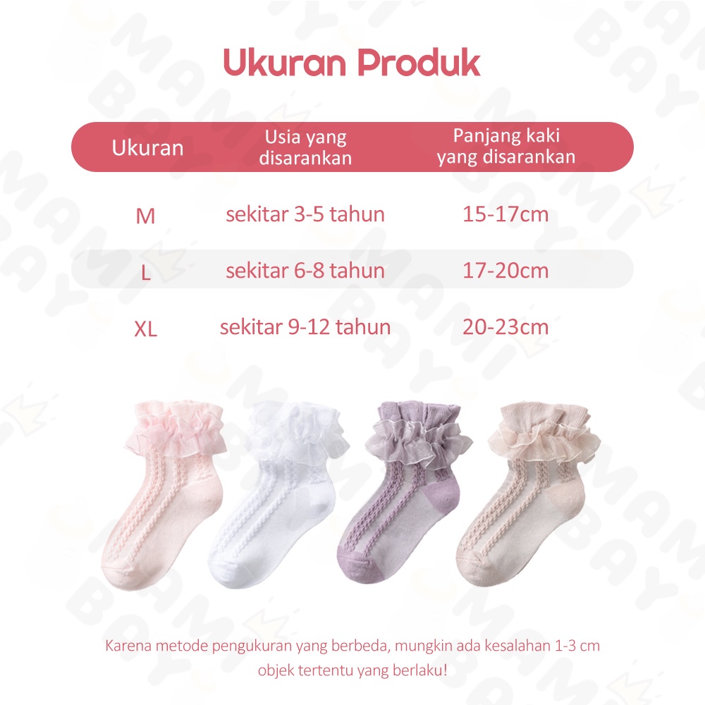 OKEYI Kaos kaki renda anak bayi perempuan lucu kaus kaki motif Dasi kupu-kupu korea untuk 3-12tahun