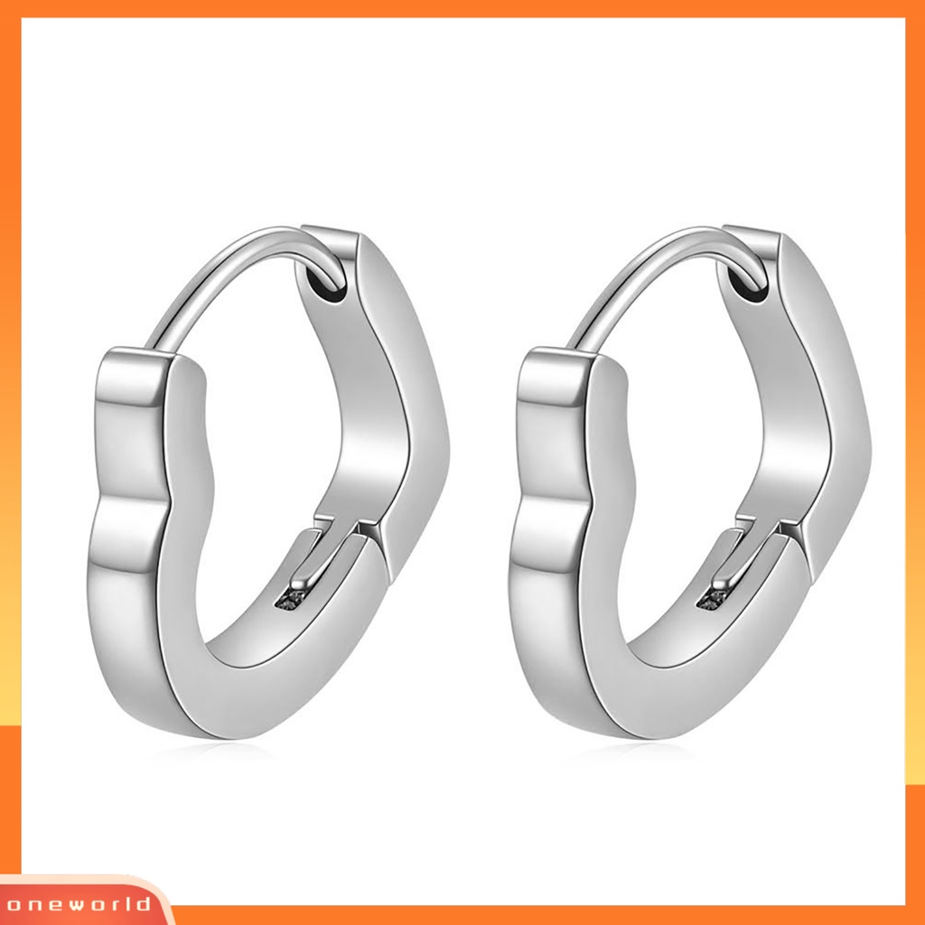 [EONE] 1pasang Anting Wanita Bohemian Hip Hop Warna Emas Bahan Titanium Steel Cinta Bentuk Hati Ladies Earrings Fashion Jewelry