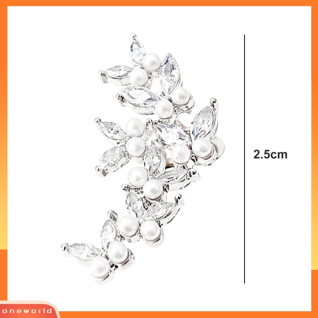 [EONE] 1pc Klip Telinga Elegan Berkilau Bentuk Unik Tidak Iritasi Desain Mutiara Imitasi Dress Up Alloy Butterfly Ear Clip Wanita Fashion Perhiasan Untuk Wanita