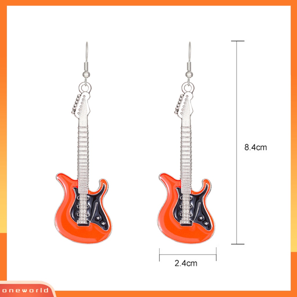 [EONE] 1pasang Ladies Fashion Earrings Eye-catching Pengerjaan Halus Kepribadian Chic Halus Pakaian Sehari-Hari Paduan Gitar Listrik Drop Earrings Tanggal Supply