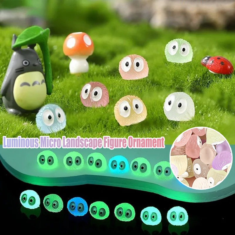 5pcs Mini Lucu Luminous Briket Nagita Debu Sprite Micro Ornamen Resin Landscape Figure Patung Miniatur Taman Bunga Pot Dekorasi DIY Dekorasi Rumah Alat Peraga