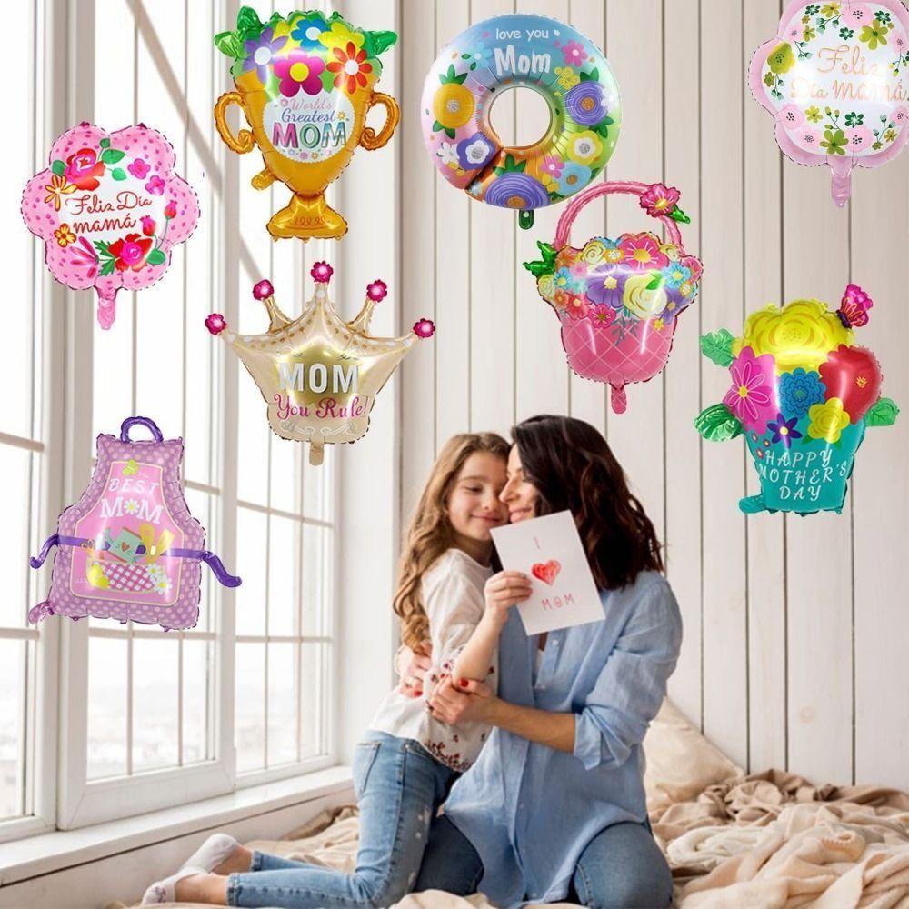 AUGUSTINA Balon Mother's Day 2023warna Film Aluminium Tiup Hias Untuk Hadiah Ibu Balon Helium