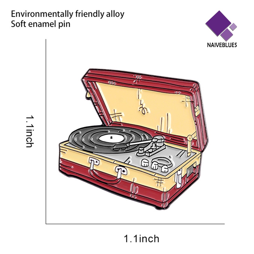 &lt; Naiveblues &gt; Koper Unisex Vinyl Record Player Enamel Bros Lencana Jaket Denim