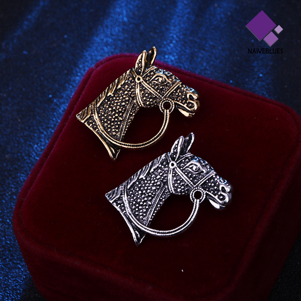 &lt; Naiveblues &gt; Kepala Kuda Bros Retro Distressed Elegan Electroplating Hadiah Dainty Pria Bisnis Jas Lapel