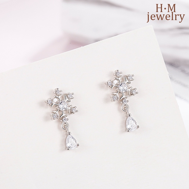 S925 Perak Snowflake Ear Studs Nyamuk Coil Telinga Klip Bermutu Tinggi Anting2023Baru