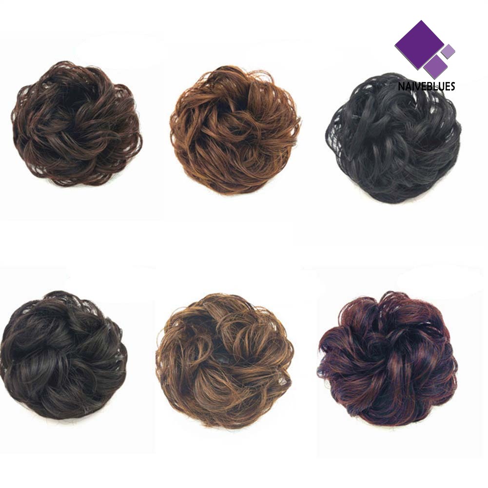 &lt; Naiveblues &gt; Wanita Elastis Rambut Bun Ponytail Extension Messy Chignon Hairpiece Aksesori