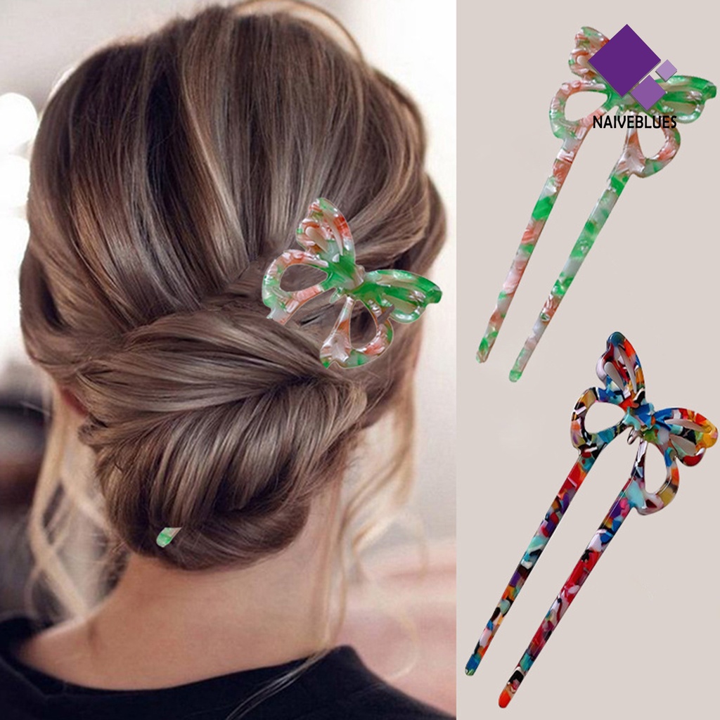 &lt; Naiveblues &gt; U-shaped Amber Color Garpu Rambut Hadiah Wanita Kupu-Kupu Rambut Tongkat Aksesoris