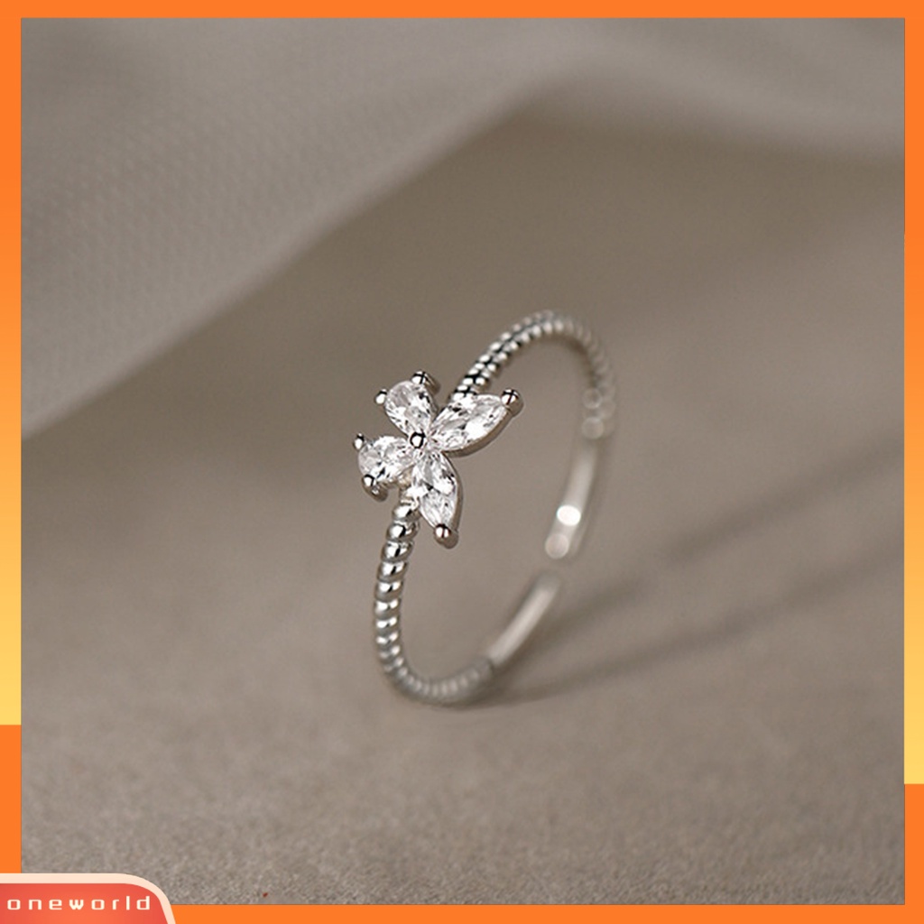 [EONE] Wanita Cincin Berlian Imitasi Mengkilap Eye-catching All-match Open Adjustable Perhiasan Hadiah Anti Luntur Wanita Butterfly Finger Ring Aksesoris Fashion Untuk Pacaran