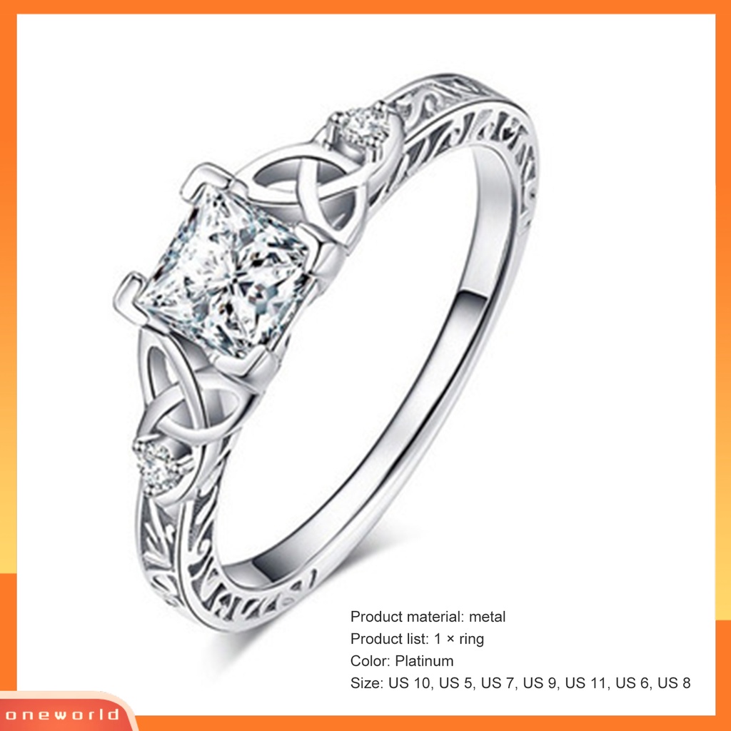 [EONE] Wanita Cincin Geometris Motif Bunga Persegi Diamante Electroplating Hypoallergenic Dekorasi Perhiasan Simulasi Berlian Janji Mewah Ring Untuk Pesta