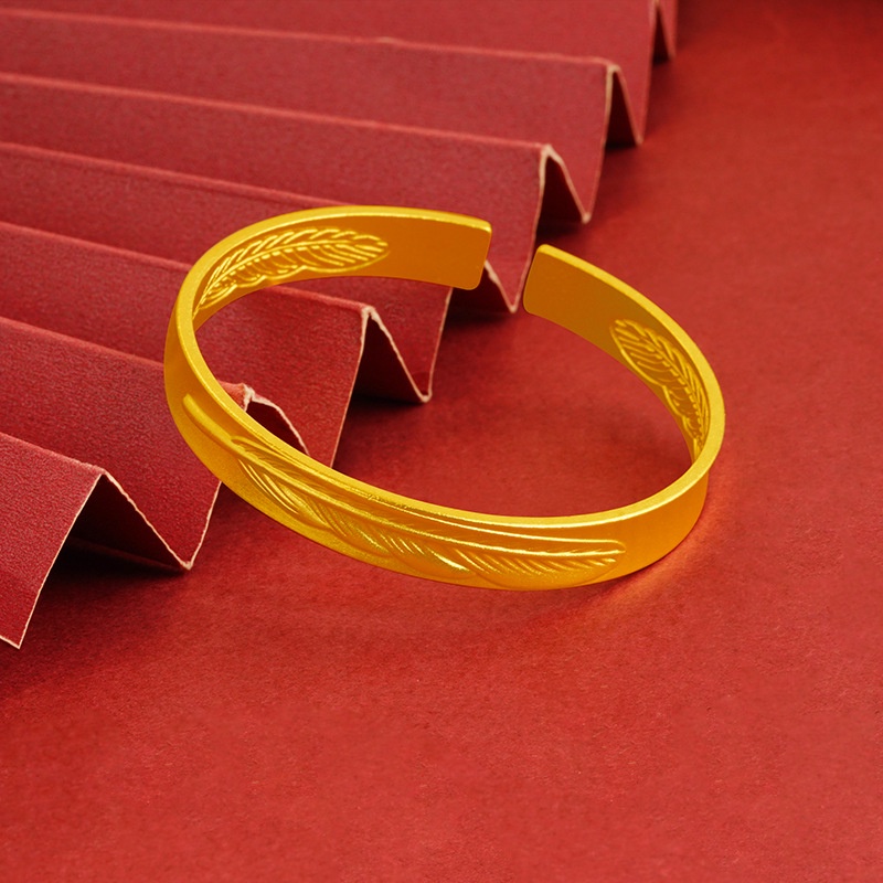 Goldkingdom Perhiasan Fashion 24K Bangkok Aksesoris Ready Stock Bulu Wanita Adjustable Retro Ringan Bulu Gelang