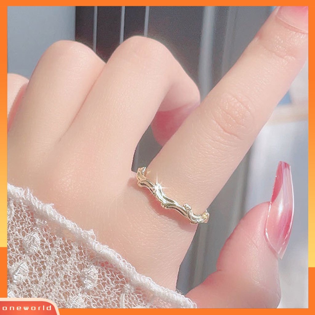 [EONE] Cincin Buku Jari Ukuran Dapat Disesuaikan Tidak Teratur Bentuk Geometris Mewah Electroplating Dekorasi Hypoallergenic Willow Daun Sederhana Pesona Terbuka Cincin Perhiasan Aksesoris