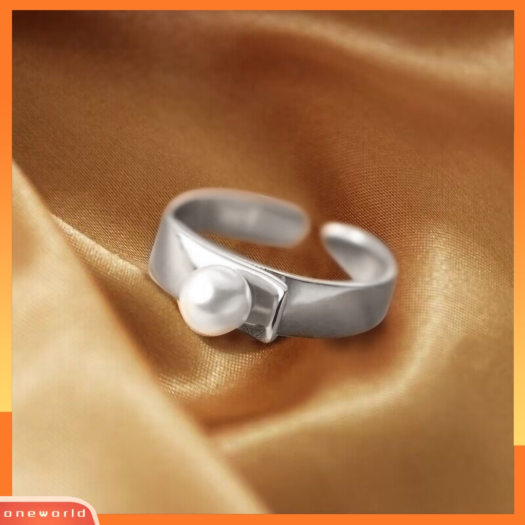 [EONE] Cincin Jari Trendi Minimalis Elegan Ringan Mewah Halus Hias Tembaga Desain Mutiara Imitasi Cincin Pesta Perhiasan Aksesori