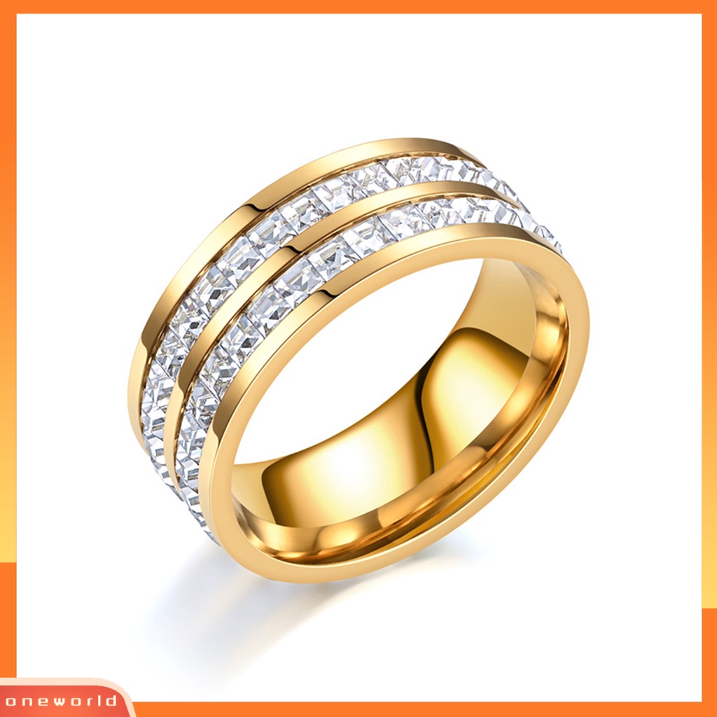 [EONE] Wanita Cincin Berlian Imitasi Gaya Pasangan Geometris Temperamen Kepribadian Menghias Berdandan Elegan Wanita Dapat Ditumpuk Cincin Perhiasan Aksesori