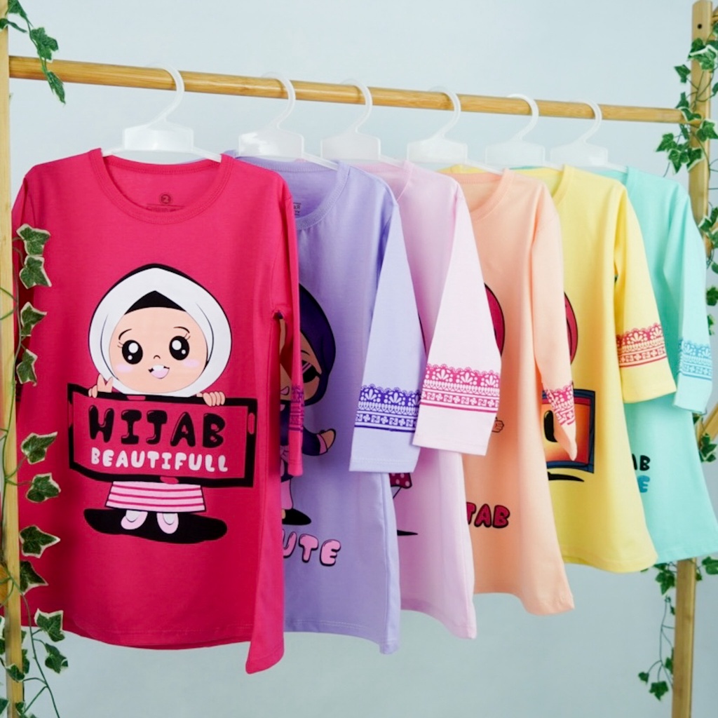 TUNIK DRESS ANAK USIA 2-8 TAHUN - MOTIF HIJAB MUSLIMAH FT BARRU PANGKEP