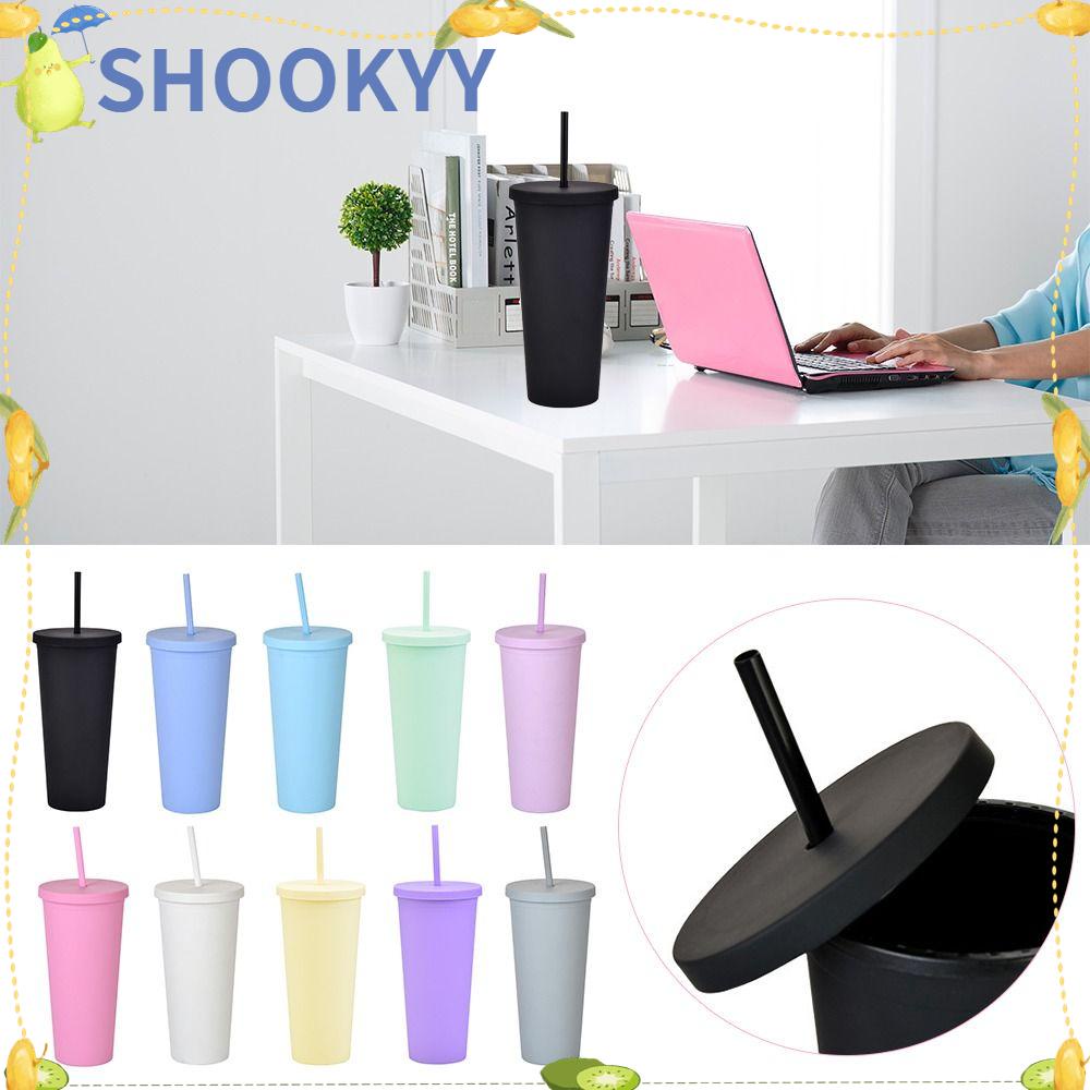 Chookyy Double-layer Skinny Tumbler Reusable With Lid Tempat Minum 24oz Gelas Lurus