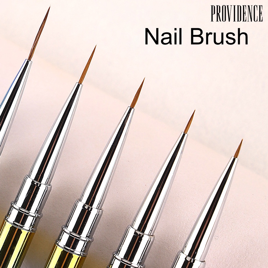 Providence 5per7 /9 /12 /15mm Nail Liner Pen Gagang Logam Nyaman Grip Bulu Fleksibel Warna Gradien Tip Halus Alat Manikur Kuku Gel Polandia Kuas Lukis Perlengkapan Salon Kuku