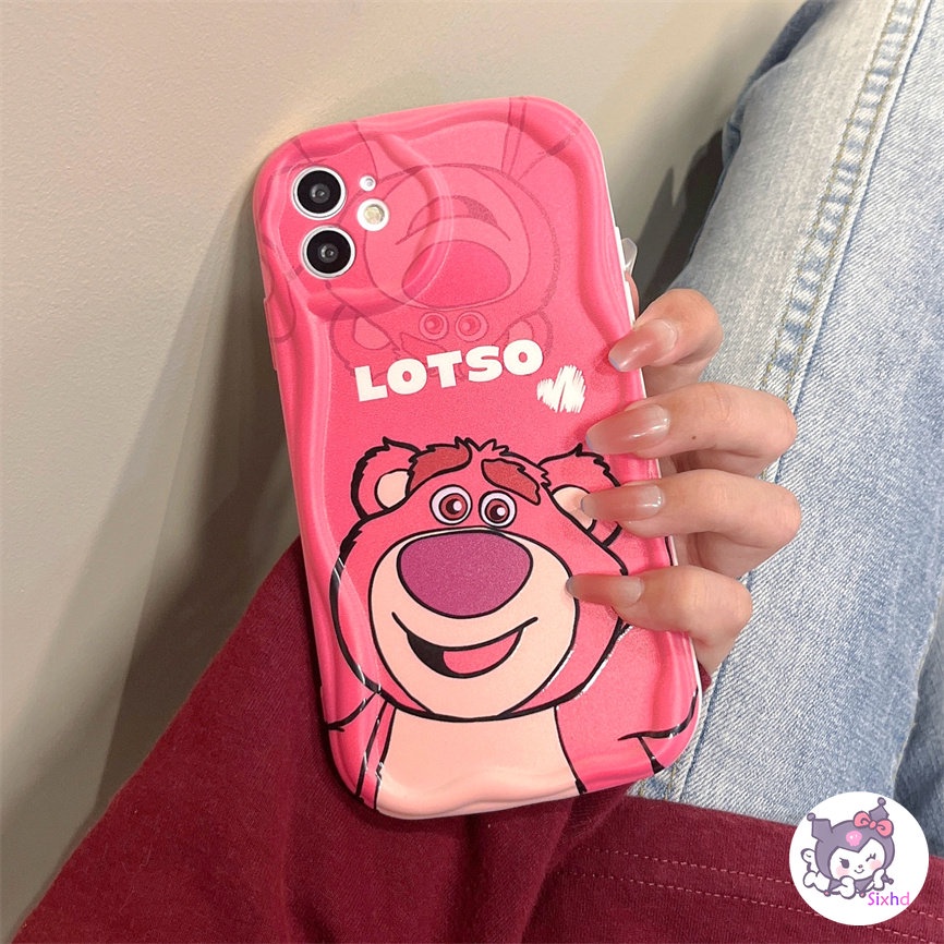 IPHONE Kompatibel Untuk Iphone14 13 12 11 Pro Max SE 2020 X XR Xs Max7 8 6 6s Plus 3D Cream Wave Edge Kartun Lucu Strawberry Bear Phone Case Lembut TPU Kamera Penutup Pelindung