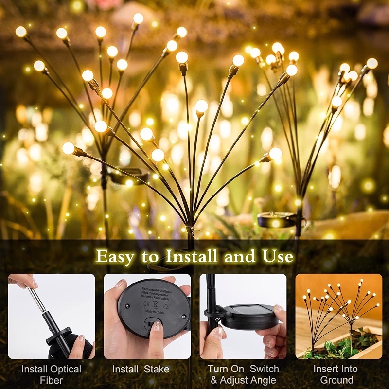 【COD】Lampu Lanskap Kembang Api Firefly Lawn/Lampu Lanskap Api Firefly Lawn/Solar Led Swing/Api Firefly Lampu Taman Dekorasi /Solar Firefly Light Lampu Dekorasi