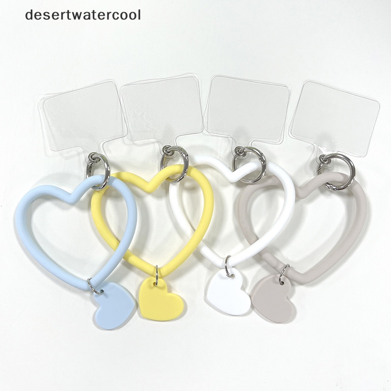Deid Universal Tali Cincin Gantung Silikon Pergelangan Tangan Cincin Untuk Ponsel Case Berbentuk Hati Gelang Silikon Gelang Gantungan Kunci Anti-Lost Lanyard Big Ring Keychain Jewelry Martijn