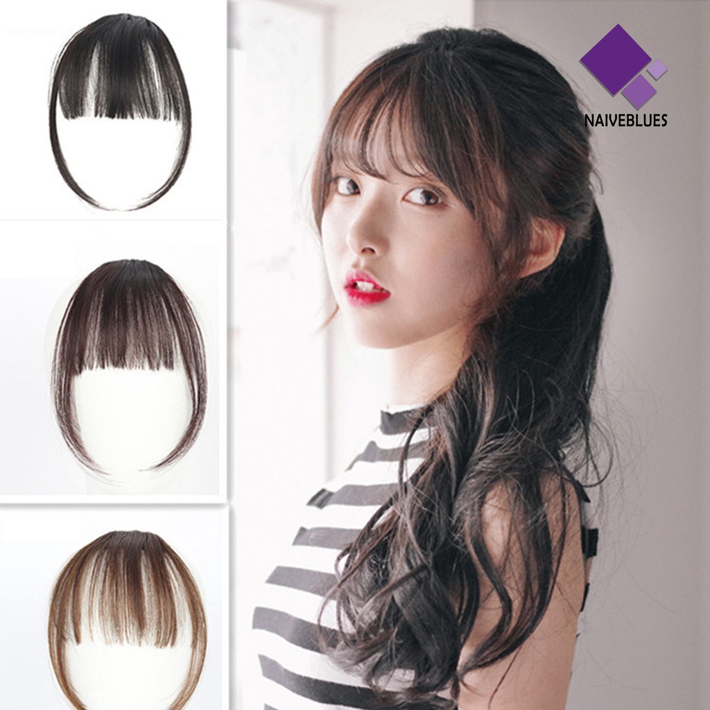 &lt; Naiveblues &gt; Wig Bang Ultra Tipis Ekstensi Rambut High Temperature Pendek Fashion Sopak Untuk Wanita