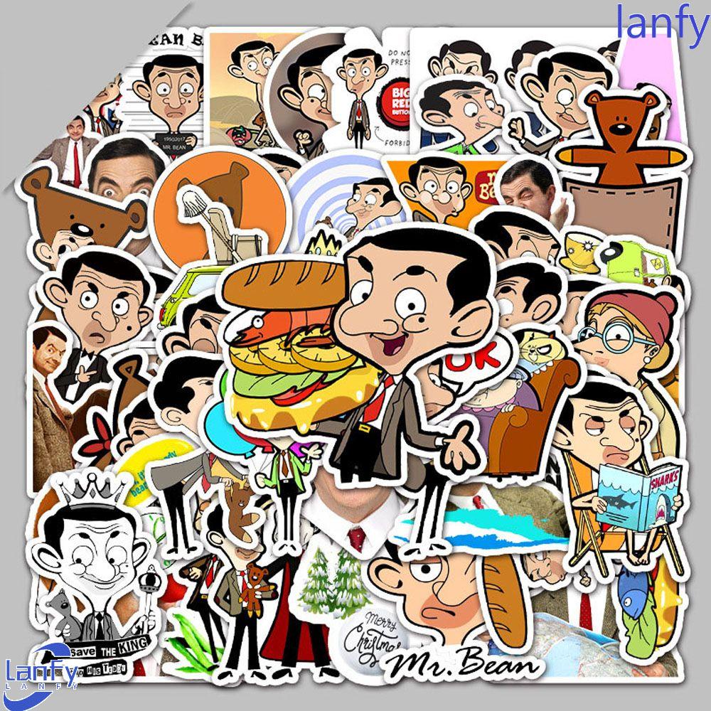 Lanfy Pak Stiker Kacang 50Pcs Kartun Gitar Laptop Motor DIY Mr. Bean Diary Decals