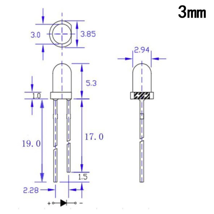 Isi 50 Pcs Lampu LED DIP 5mm 3mm Clear / Diffused Banyak Pilihan Warna