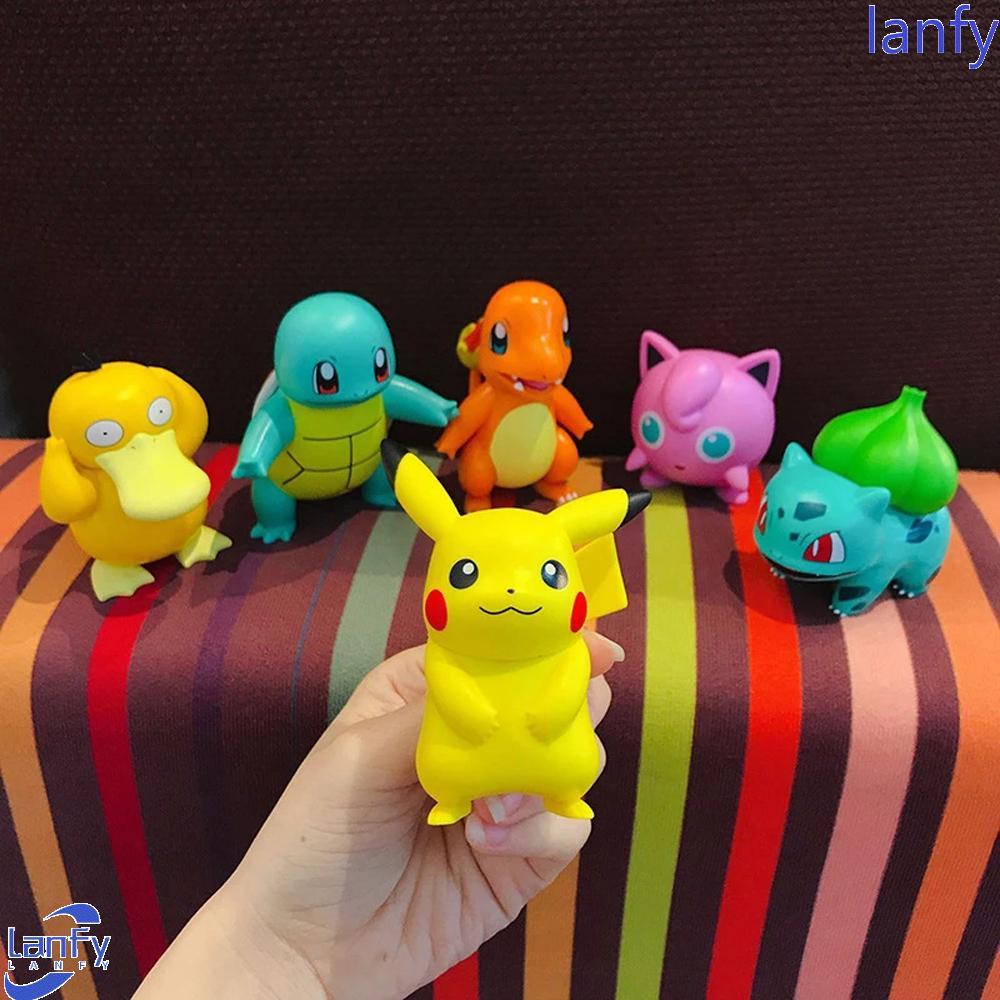 Lanfy Mainan Action Figure Kartun Pikachu Pokemon Charmander Squirtle Purtle Untuk Hadiah Ulang Tahun Anak