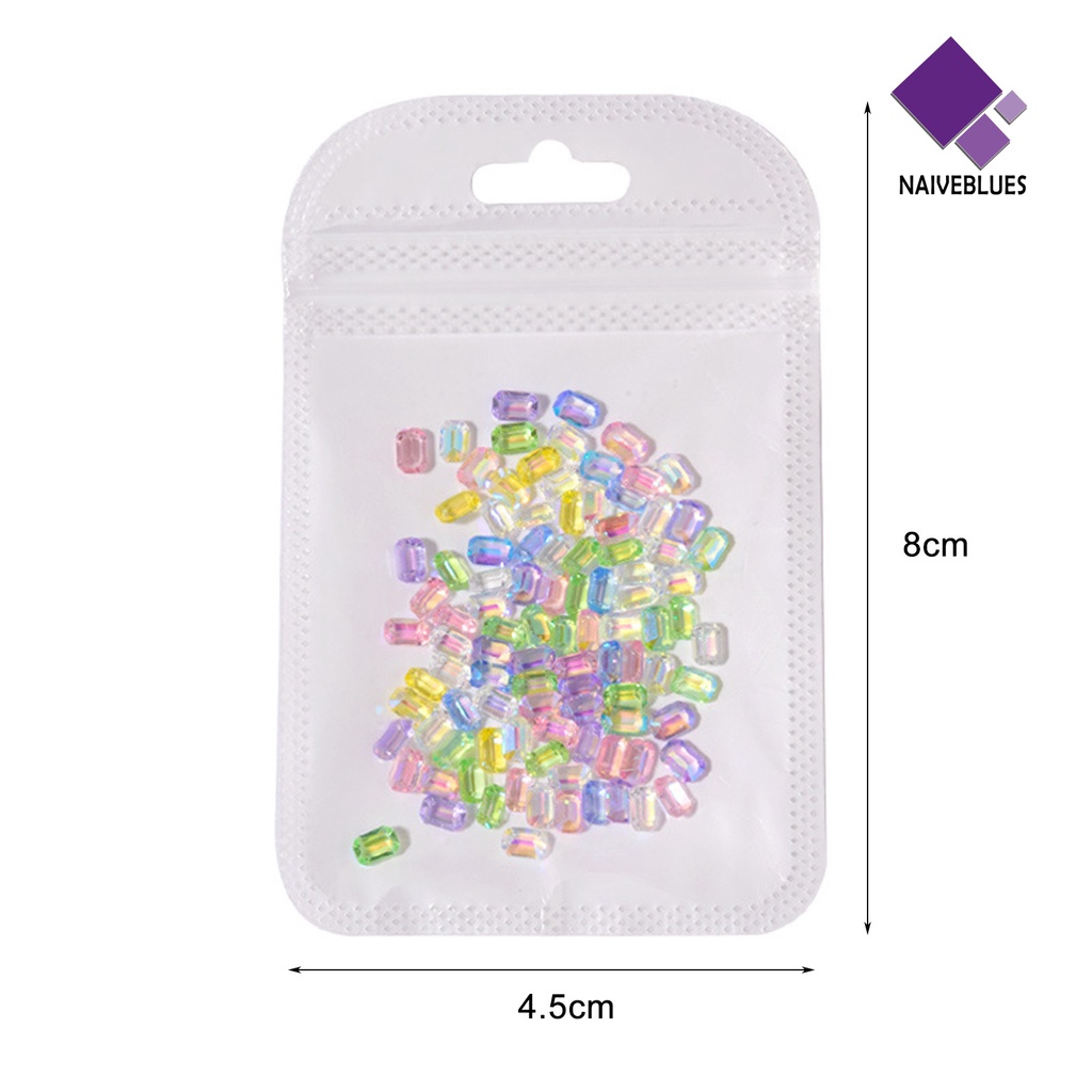 [naiveblues] 100pcs/set Kuku Berlian Imitasi Datar Kembali 3D Mudah Menempel Seni Berlian Imitasi 3D Kembali Ornamen