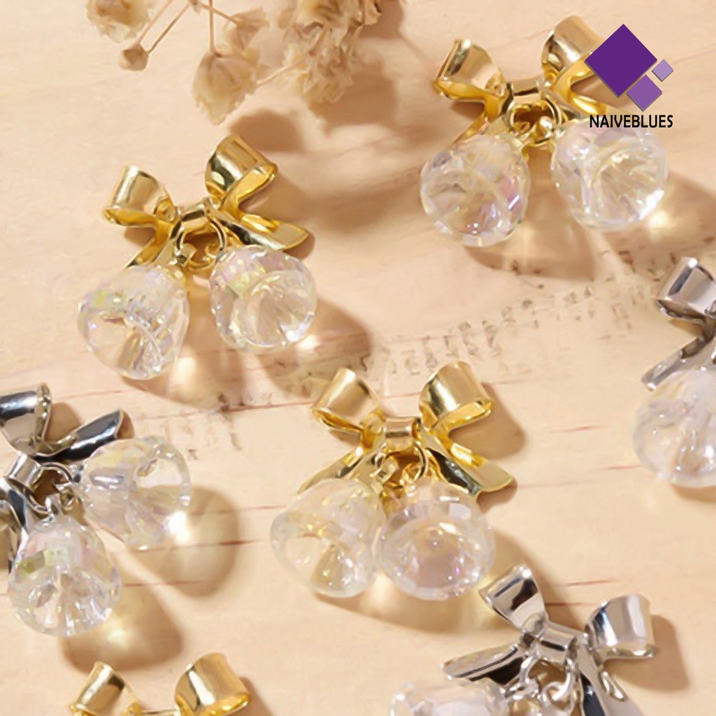 [naiveblues] Nail Bell Decor Pengerjaan Indah Busur-Simpul Transparan 3D Bell Nail Art Untuk Gadis