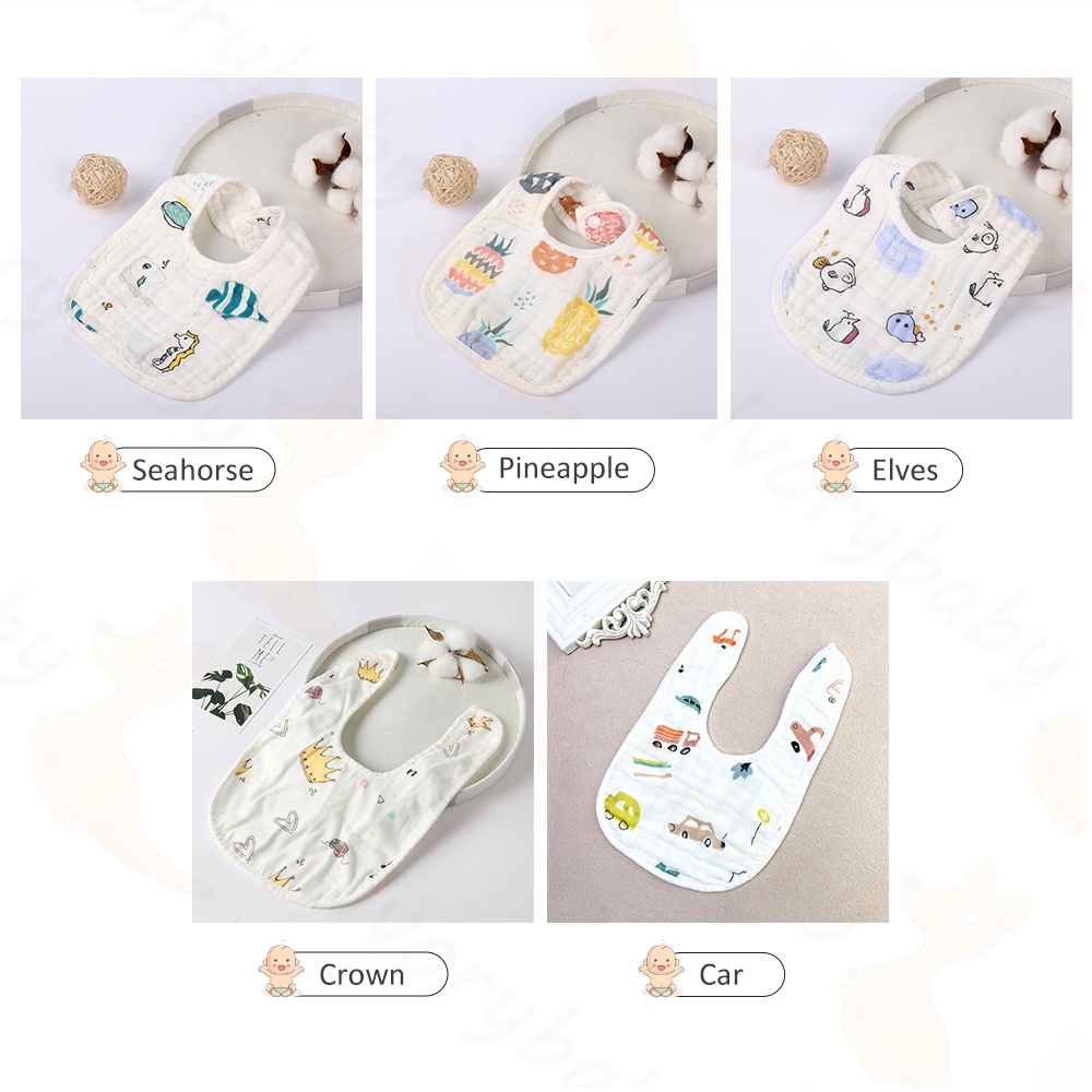 Ivorybaby Bib slaber bayi import Oto bayi Celemek makan bayi kartun