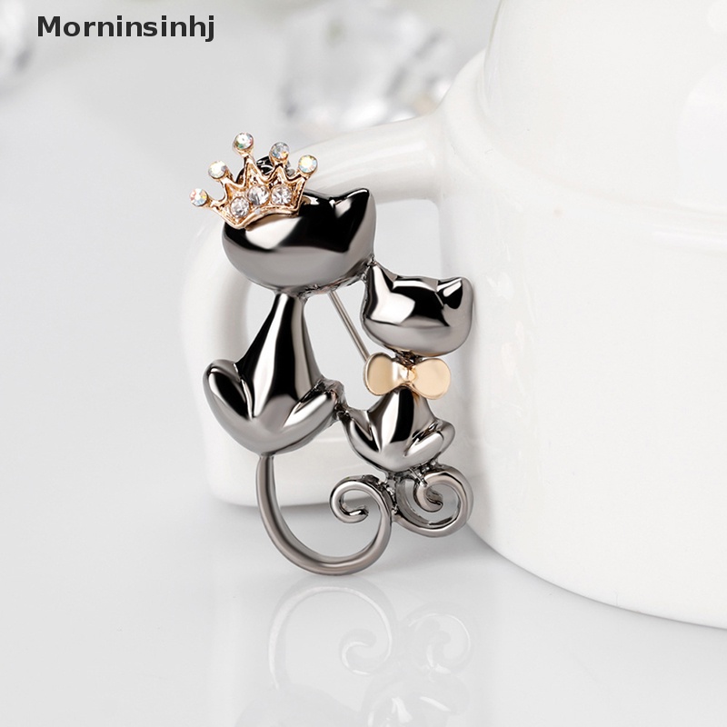 Mornin Pin Bros Hewan Kucing Lucu Untuk Wanita Perhiasan Hadiah Lady Hadiah Elegan Breast Pin Fashion Jewelry id