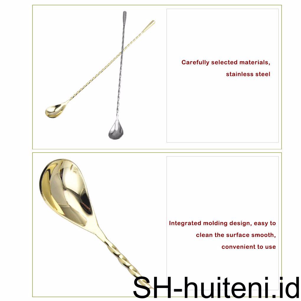 Sendok Pengaduk Stainless Steel Dengan Pegangan Wine Bentuk Spiral Stick Spoons Bar Club Alat Minum Stirrer Dapur Rumah