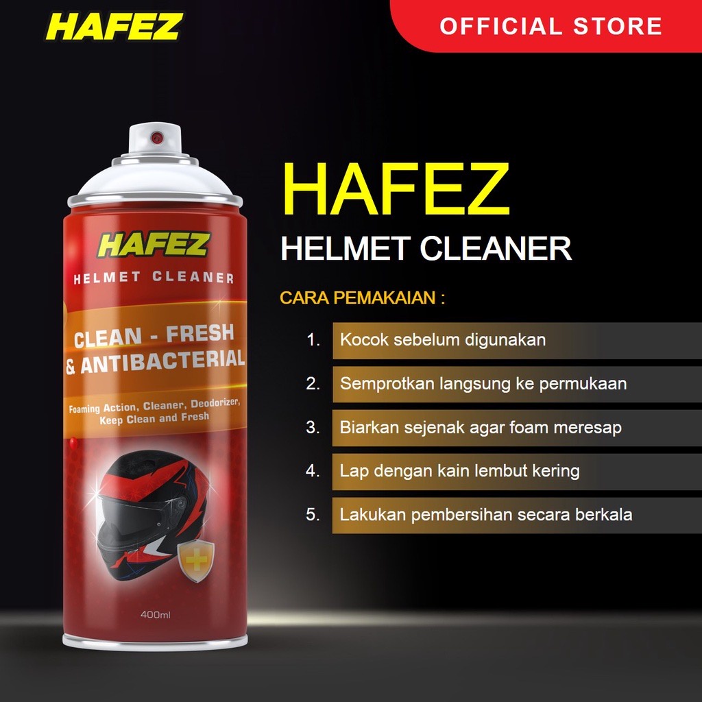 Hafez Helmet Foam Cleaner - Foam Pembersih Debu &amp; Menghilangkan Bau Helm