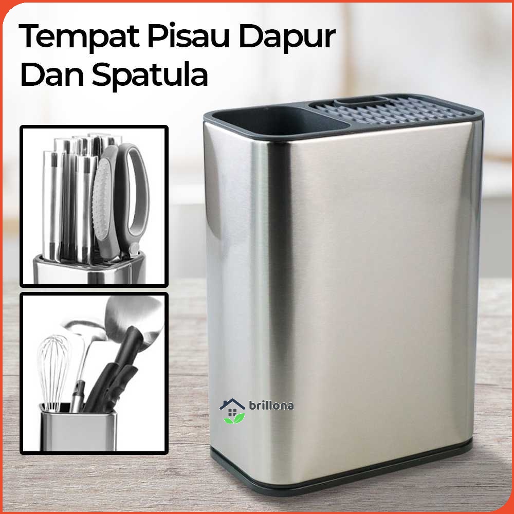 ANHO Tempat Pisau Dapur Spatula Stand Holder Stainless Steel - SUS435