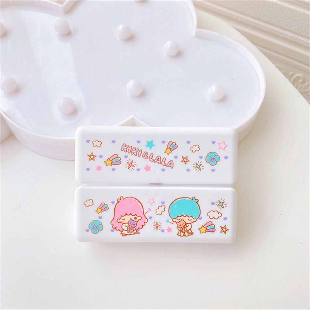 Box Sanrio Kotak Obat Kecil Kuromi My Melody Cinnamoroll Hello Kitty Mini 7-Grid Magnet Sub-Packing Kotak Penyimpanan untuk Minggu Bisnis Sub-Packing