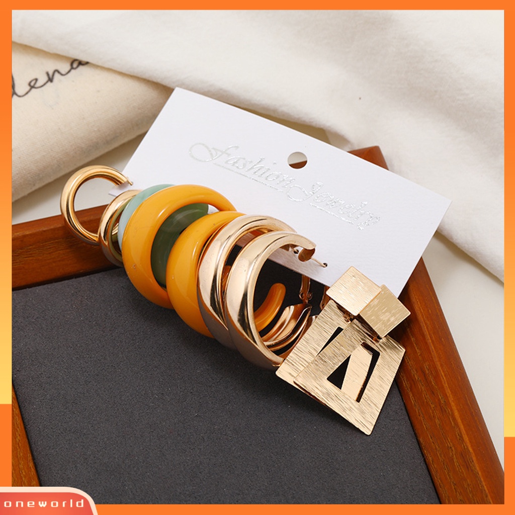 [EONE] 5pasang Setengah Hoop Anting Berbentuk C Geometris Multi-Gaya Minimalis Elegan Logam Akrilik Wanita Stud Earrings Kit Perhiasan Fashion