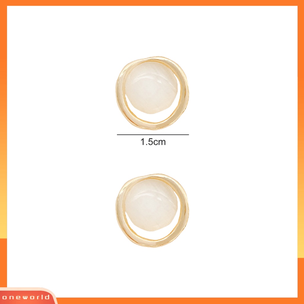 [EONE] 1pasang Anting Wanita Opal Shiny High-polished Menghias Perhiasan Wanita Bulat Mata Kucing Earrings Ladies Accessories