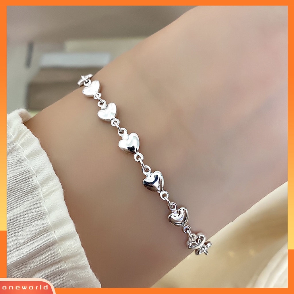 [EONE] Wanita Gelang Adjustable Manis Romantis Terang Kilau All-match Dekorasi Hadiah Ulang Tahun Penuh Cinta Hati Rantai Gelang Pesona Perhiasan Untuk Pacaran