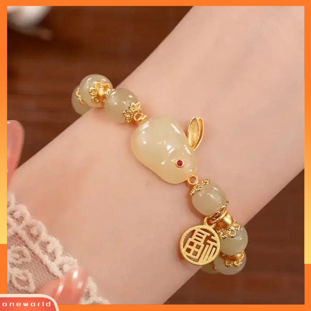 [EONE] Charm Gelang Maskot Pesona Pengerjaan Halus Prospek Yang Baik Elastis FU Karakter Cina Menghias Nyaman Dipakai Fashion Perhiasan Gelang Giok Hetian Imitasi