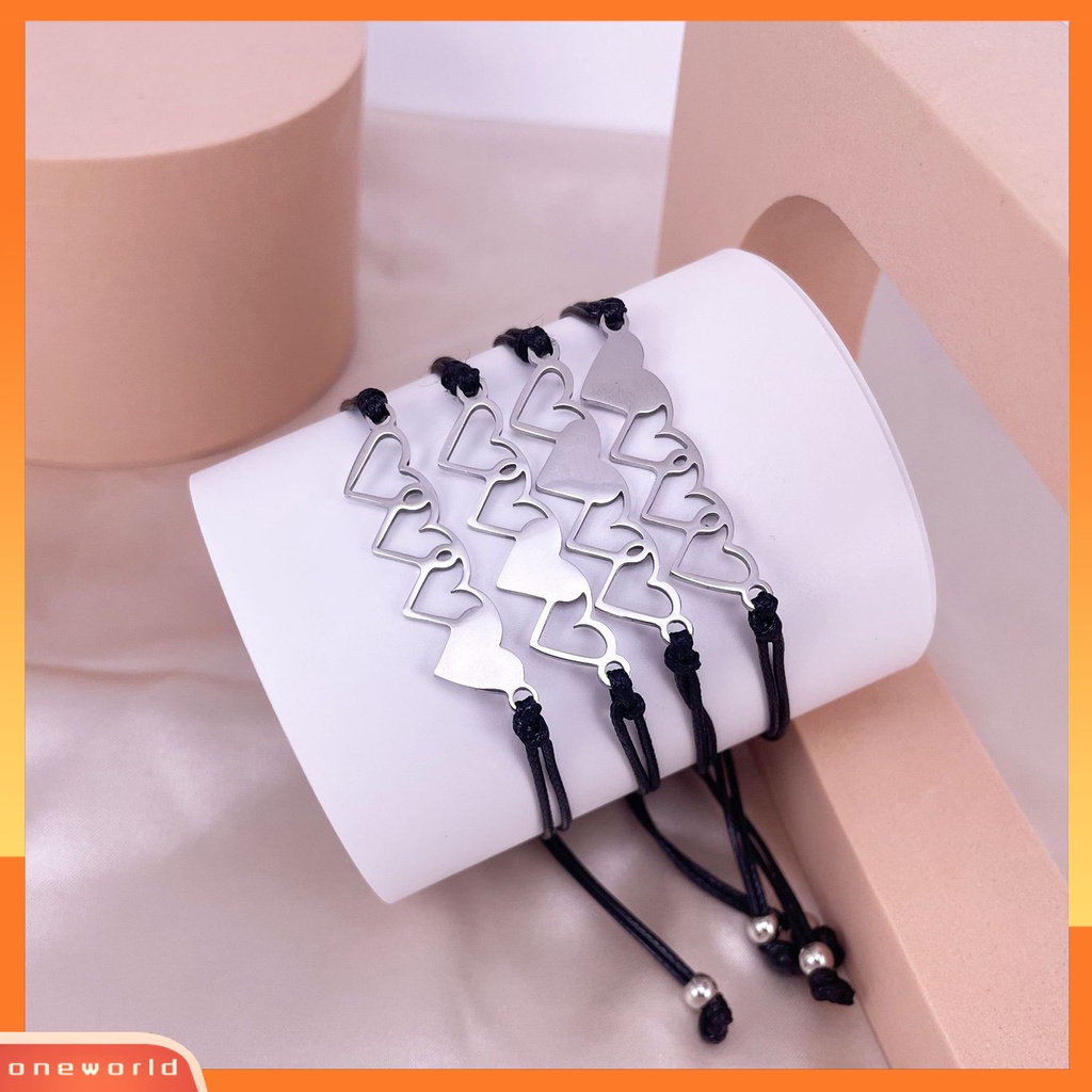 [EONE] 3/4pcs Gelang Couple Adjustable Hand Made Hias Nyaman Dipakai Dipoles Tinggi Dekorasi Colorfast Hollow Matching Jarak Jantung Gelang Perhiasan Aksesoris