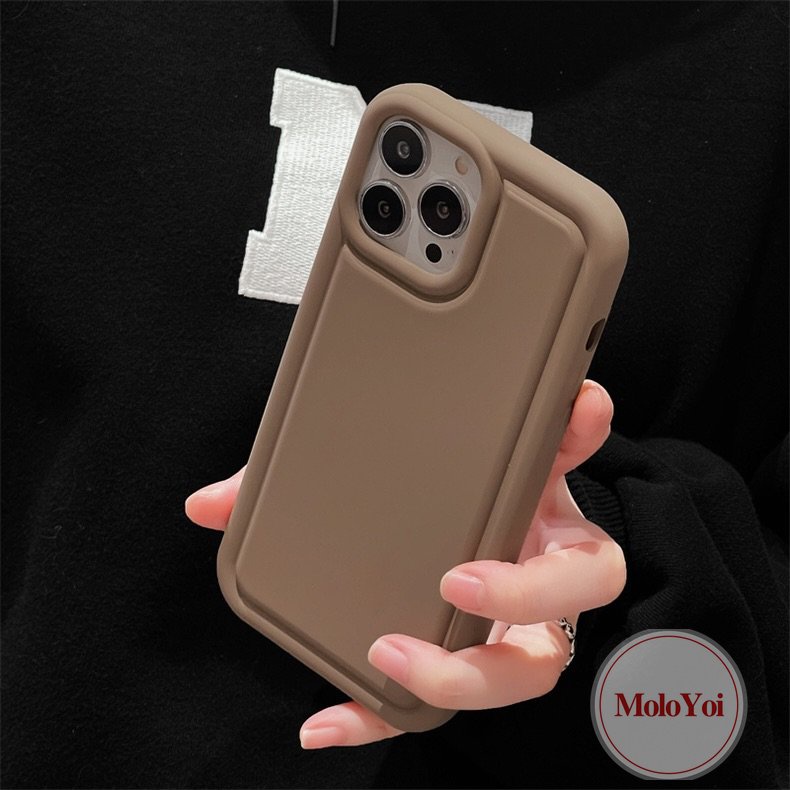 IPHONE Casing Simple Mewah Kompatibel Untuk Iphone11 14 13 12 Pro MAX 7Plus 8Plus XR 6.6s 7 8 Plus X XS MAX SE 2020 Menebal Airbag Shockproof Matte Polos Silikon Cair Soft Cover