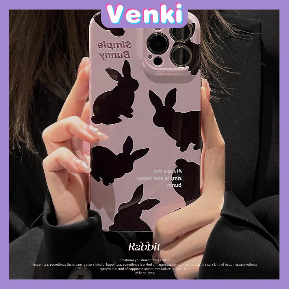 VENKI - For iPhone 11 iPhone Case Purple Glossy TPU Soft Shell Shockproof Camera Case Protective Black Color Rabbit Compatible with iPhone 14 13 Pro max 12 Pro Max xr xs max 7 8