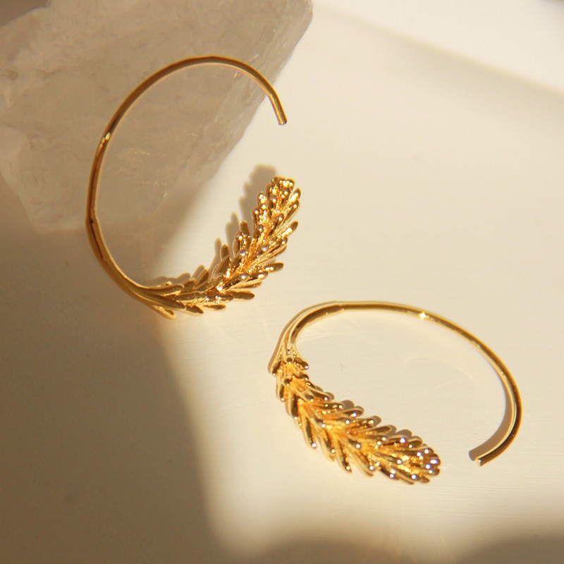 French Niche Retro Fashionable Medieval Metal Simple Ring Wheat Ear Earrings