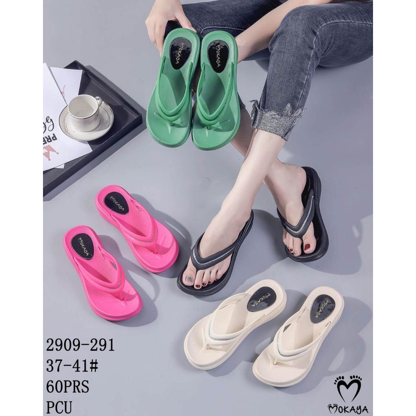 Sandal Japit PCU Wanita motif Polos Gliter Simple Elegant Import MKY 2909-29 37-41