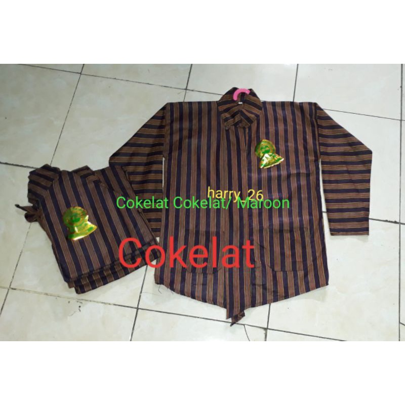 Lurik Surjan Lurik Adat Jawa / Beskap Lurik Cokelat Ungu / Maroon